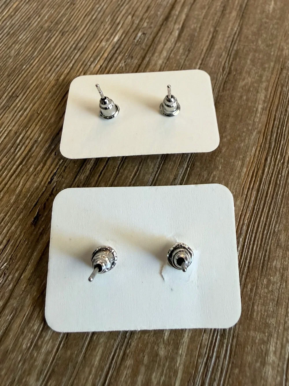 Silver Leaf and Pearl Stud Earring Set - 2 pairs total